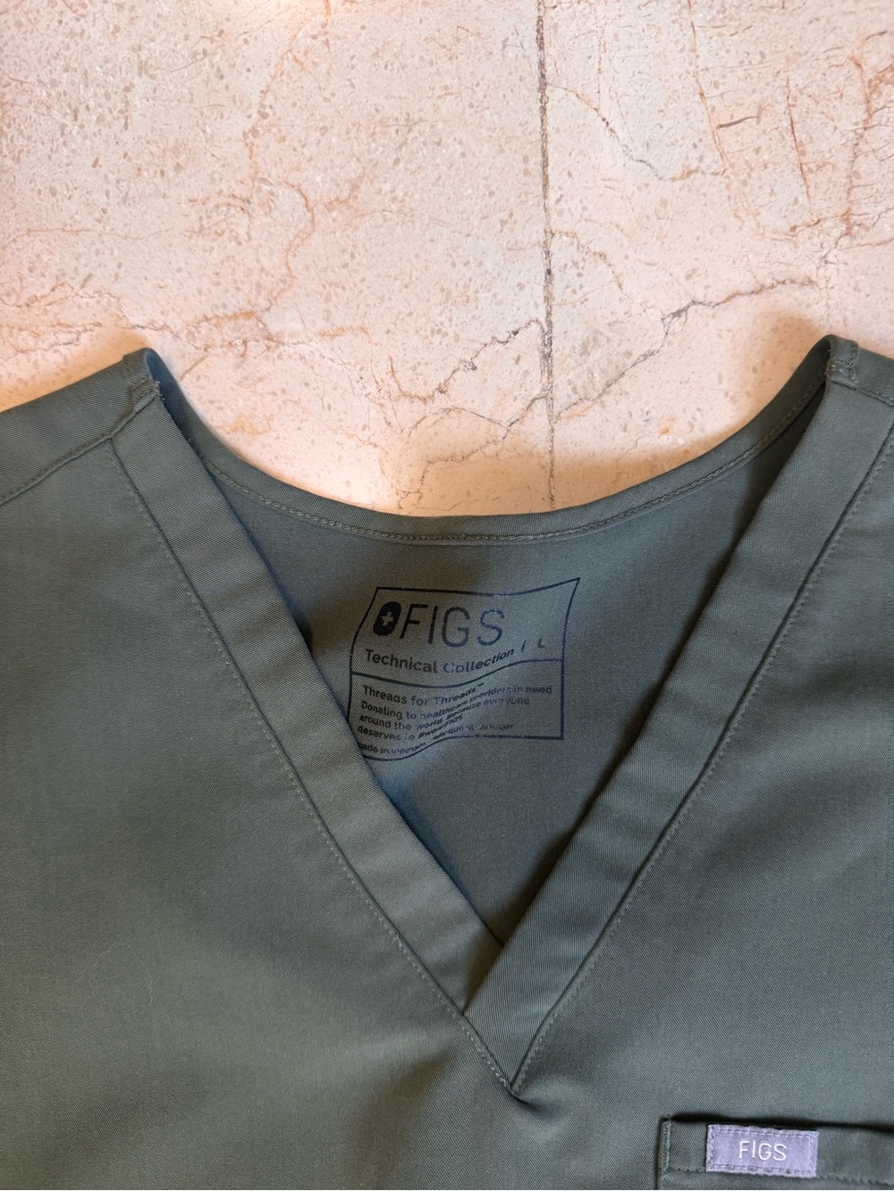 Figs V-Neck Scrub Top in Olive
